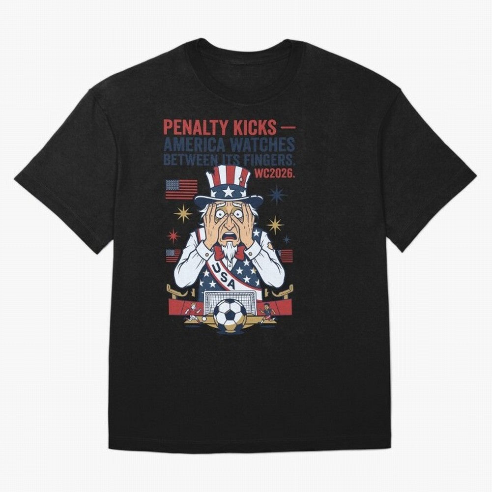 Penalty Kicks ¡ª America Watches Between Its Fingers V1 Classic T-Shirt Celebrate Every Goal in the FIFA World Cup 2026 Group Stage Journey through Neymar Highlights, Argentina, France and Brazil Pride, Match Day Excitement, Supporter Culture,