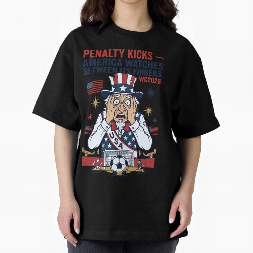 Penalty Kicks ¡ª America Watches Between Its Fingers V1 Classic T-Shirt Celebrate Every Goal in the FIFA World Cup 2026 Group Stage Journey through Neymar Highlights, Argentina, France and Brazil Pride, Match Day Excitement, Supporter Culture,