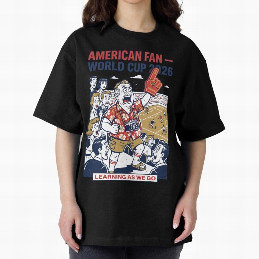 American Fan ¡ª World Cup 2026 ¡ª Learning as We Go V1 Classic T-Shirt Step into FIFA World Cup 2026 Group Stage Spirit, Highlighting Argentina and Brazil, Haaland, Championship Spirit, Famous Goals, Roaring Crowds and International Football Unity;
