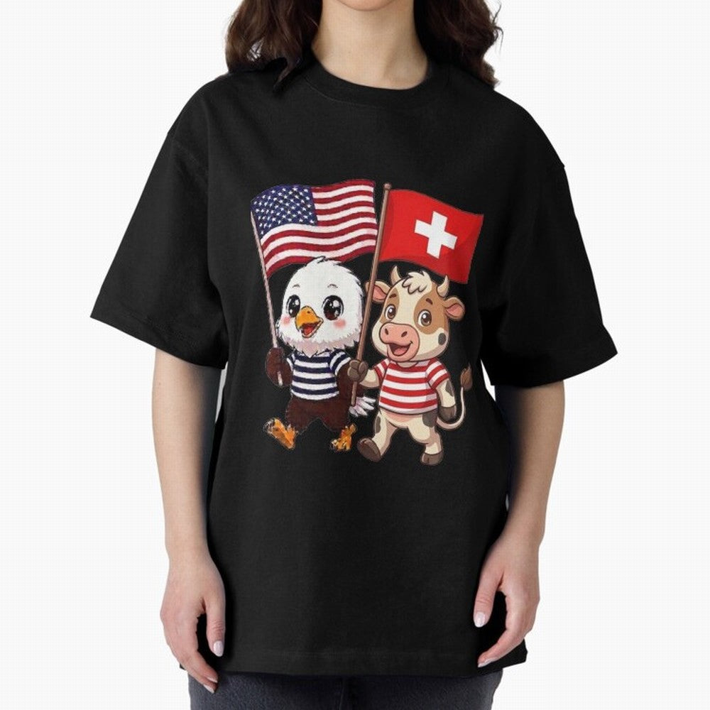 The American eagle and its friend, the Swiss calf Classic T-Shirt Show Passion for the Stars of FIFA World Cup 2026 Group Stage Spirit, Driven by Brazil, Portugal and Argentina, Neymar, Haaland and Cristiano Ronaldo, Worldwide Fan Energy, Dramatic