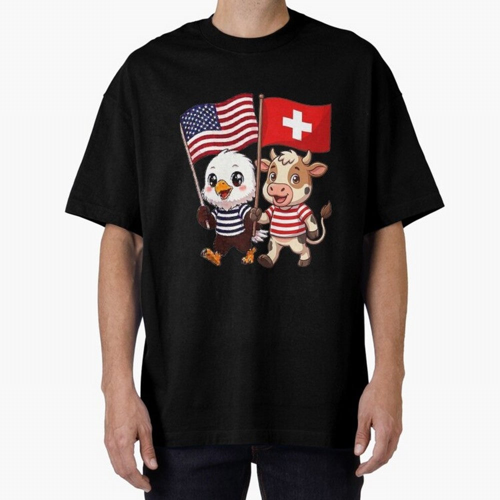 The American eagle and its friend, the Swiss calf Classic T-Shirt Show Passion for the Stars of FIFA World Cup 2026 Group Stage Spirit, Driven by Brazil, Portugal and Argentina, Neymar, Haaland and Cristiano Ronaldo, Worldwide Fan Energy, Dramatic