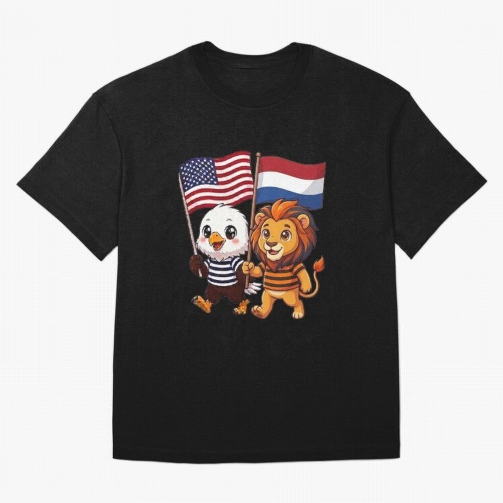 The American eagle and its friend the Dutch lion Classic T-Shirt Make Memories around FIFA World Cup 2026 USA Canada Mexico Built around Cristiano Ronaldo, England and Germany Energy, Vintage Soccer Flavor, Modern Football Stars, National Flags and