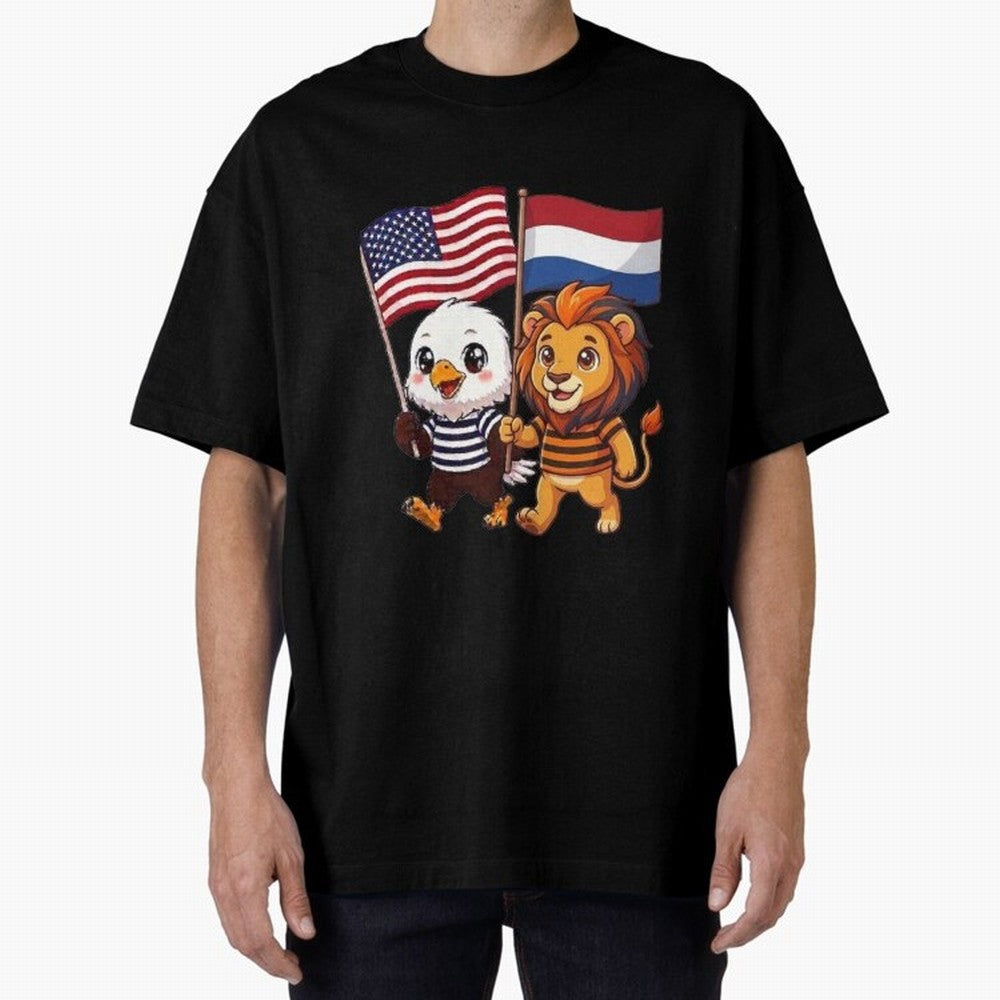 The American eagle and its friend the Dutch lion Classic T-Shirt Make Memories around FIFA World Cup 2026 USA Canada Mexico Built around Cristiano Ronaldo, England and Germany Energy, Vintage Soccer Flavor, Modern Football Stars, National Flags and