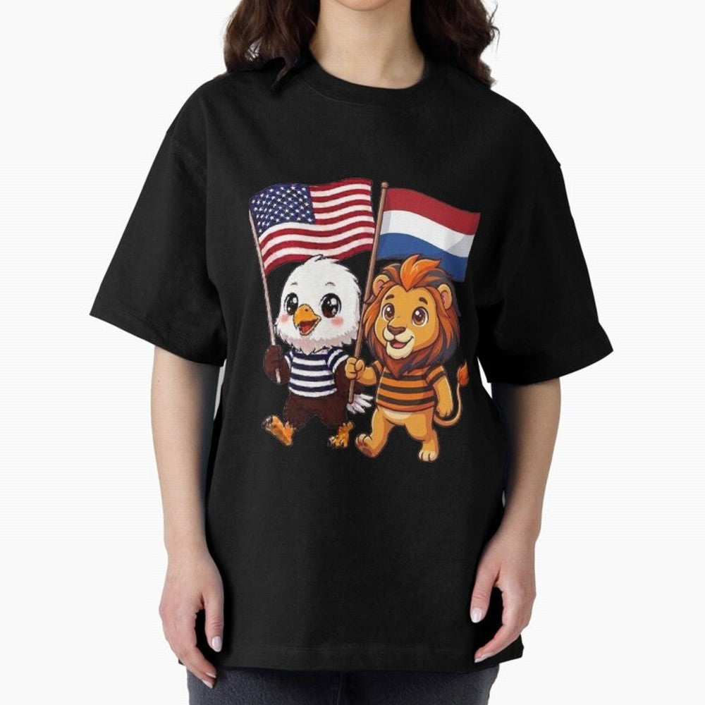 The American eagle and its friend the Dutch lion Classic T-Shirt Make Memories around FIFA World Cup 2026 USA Canada Mexico Built around Cristiano Ronaldo, England and Germany Energy, Vintage Soccer Flavor, Modern Football Stars, National Flags and