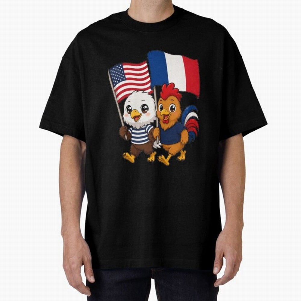 The American eagle and its friend, the French rooster Classic T-Shirt Showcase FIFA World Cup 2026 Group Stage for Fans of Messi, CR7 and Mbappe and France and Portugal, Bringing Fan Favorite Moments, National Team Passion, Big Match Drama and