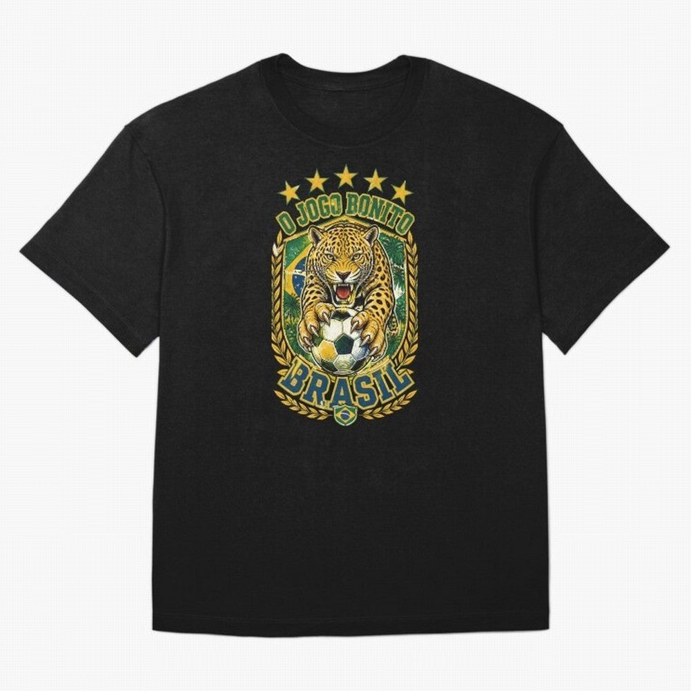 Brazil Soccer Jaguar - O Jogo Bonito Vintage 5 Stars Football Fan T-Shirt Classic T-Shirt Celebrate Soccer Greatness during FIFA World Cup 2026 for Fans of Messi, Neymar and Mbappe and Portugal, Spain and Germany, Bringing Supporter Pride, Iconic