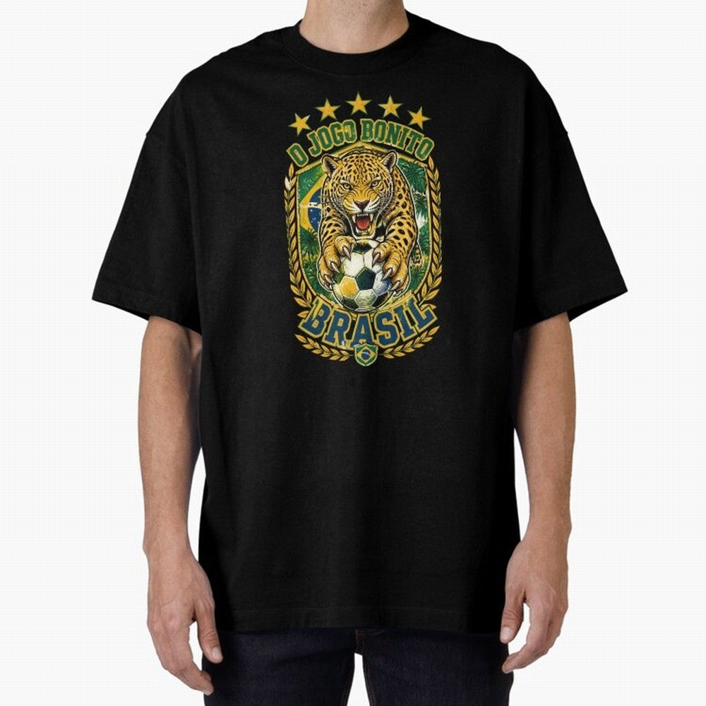 Brazil Soccer Jaguar - O Jogo Bonito Vintage 5 Stars Football Fan T-Shirt Classic T-Shirt Celebrate Soccer Greatness during FIFA World Cup 2026 for Fans of Messi, Neymar and Mbappe and Portugal, Spain and Germany, Bringing Supporter Pride, Iconic