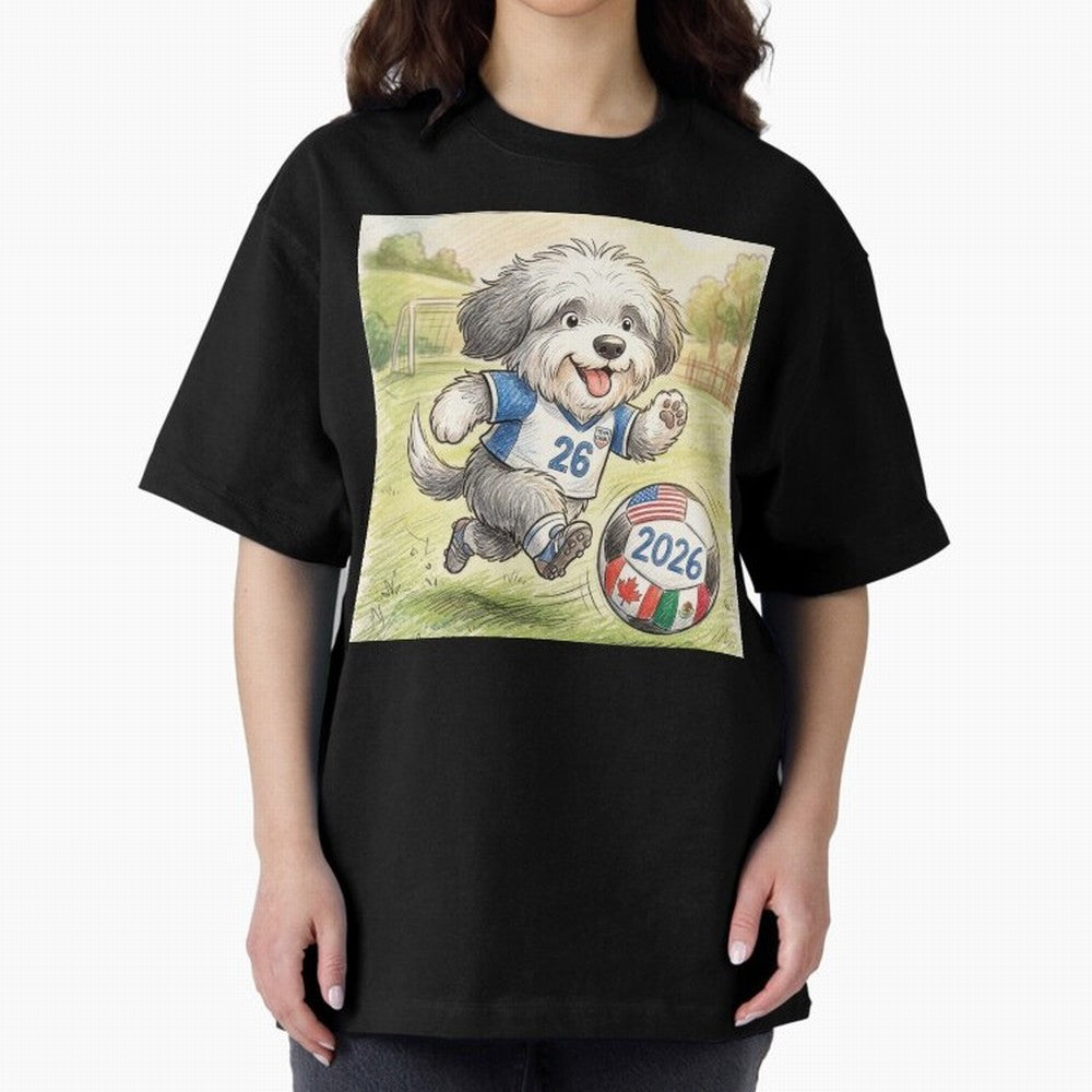 Cute Sheepdog Soccer Star - 2026 World Cup Fluffy Puppy Classic T-Shirt Back the Journey through FIFA World Cup 2026 Group Stage for Fans of CR7 and France and Portugal, Bringing Champion Mindset, Group Stage Buzz, Knockout Tension and Passionate