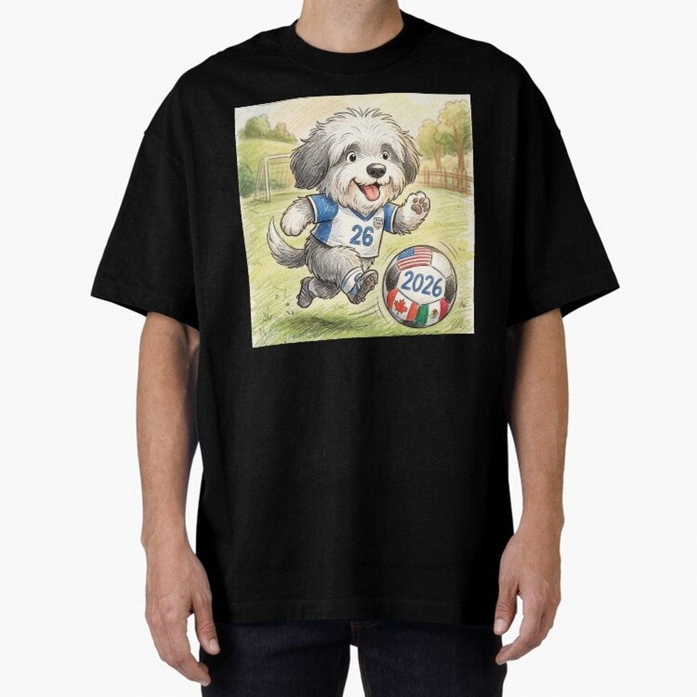 Cute Sheepdog Soccer Star - 2026 World Cup Fluffy Puppy Classic T-Shirt Back the Journey through FIFA World Cup 2026 Group Stage for Fans of CR7 and France and Portugal, Bringing Champion Mindset, Group Stage Buzz, Knockout Tension and Passionate