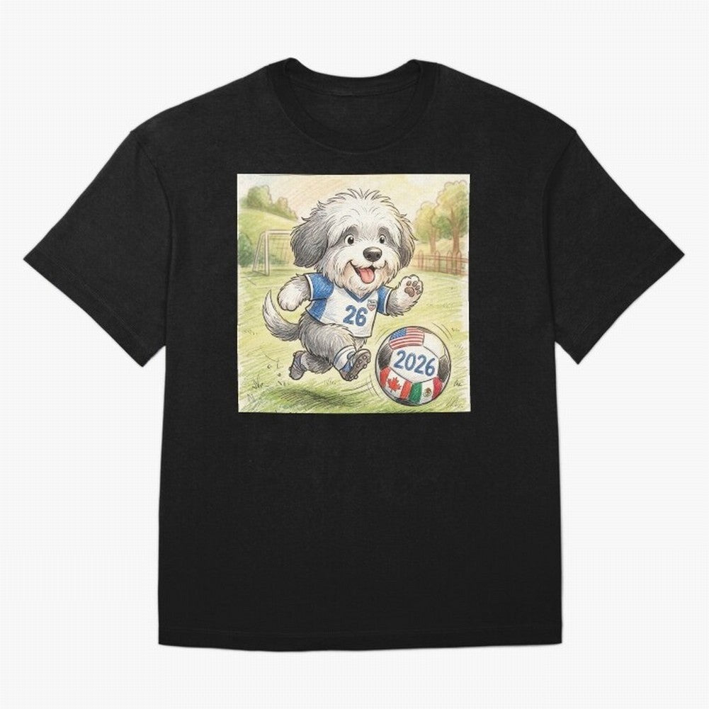 Cute Sheepdog Soccer Star - 2026 World Cup Fluffy Puppy Classic T-Shirt Back the Journey through FIFA World Cup 2026 Group Stage for Fans of CR7 and France and Portugal, Bringing Champion Mindset, Group Stage Buzz, Knockout Tension and Passionate
