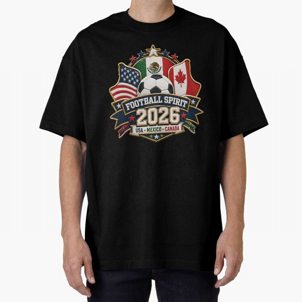 Football Spirit 2026 USA Mexico Canada Patch Design Classic T-Shirt Bring Supporter Culture to Match Day Hype around FIFA World Cup 2026 USA Canada Mexico, CR7 and Messi, France and Portugal, Stadium Chants, National Pride, Trophy Dreams and