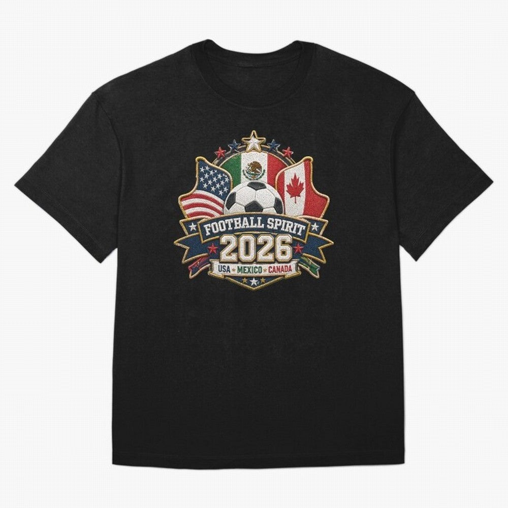 Football Spirit 2026 USA Mexico Canada Patch Design Classic T-Shirt Bring Supporter Culture to Match Day Hype around FIFA World Cup 2026 USA Canada Mexico, CR7 and Messi, France and Portugal, Stadium Chants, National Pride, Trophy Dreams and