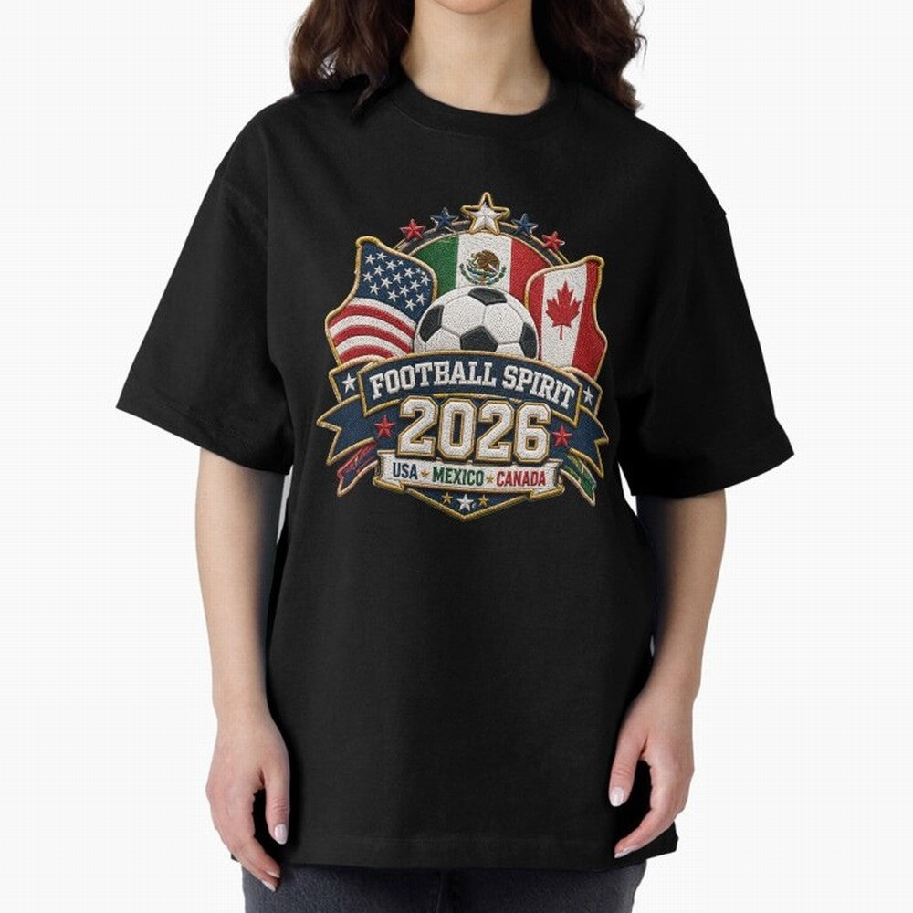 Football Spirit 2026 USA Mexico Canada Patch Design Classic T-Shirt Bring Supporter Culture to Match Day Hype around FIFA World Cup 2026 USA Canada Mexico, CR7 and Messi, France and Portugal, Stadium Chants, National Pride, Trophy Dreams and
