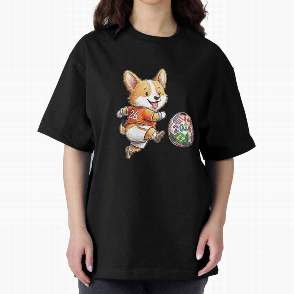 Cute Corgi Soccer Striker - 2026 World Cup Orange Jersey Classic T-Shirt Support Global Football Passion for FIFA World Cup 2026, Driven by CR7, England and Germany, Supporter Pride, Iconic Celebrations, Legendary Names and Global Match Day Energy;