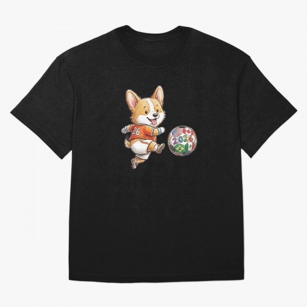 Cute Corgi Soccer Striker - 2026 World Cup Orange Jersey Classic T-Shirt Support Global Football Passion for FIFA World Cup 2026, Driven by CR7, England and Germany, Supporter Pride, Iconic Celebrations, Legendary Names and Global Match Day Energy;