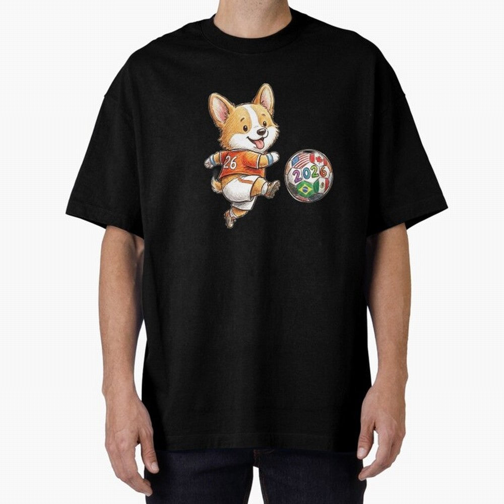 Cute Corgi Soccer Striker - 2026 World Cup Orange Jersey Classic T-Shirt Support Global Football Passion for FIFA World Cup 2026, Driven by CR7, England and Germany, Supporter Pride, Iconic Celebrations, Legendary Names and Global Match Day Energy;