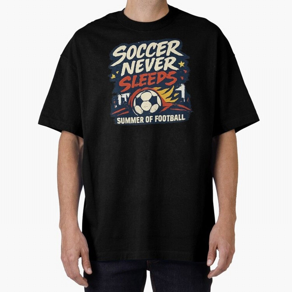 Soccer Never Sleeps Summer of Football Vintage Soccer Fan Tee Classic T-Shirt Spotlight Match Day Hype around FIFA World Cup 2026, Haaland, Germany, Match Day Excitement, Supporter Culture, Golden Goals and Global Football Passion; Perfect for