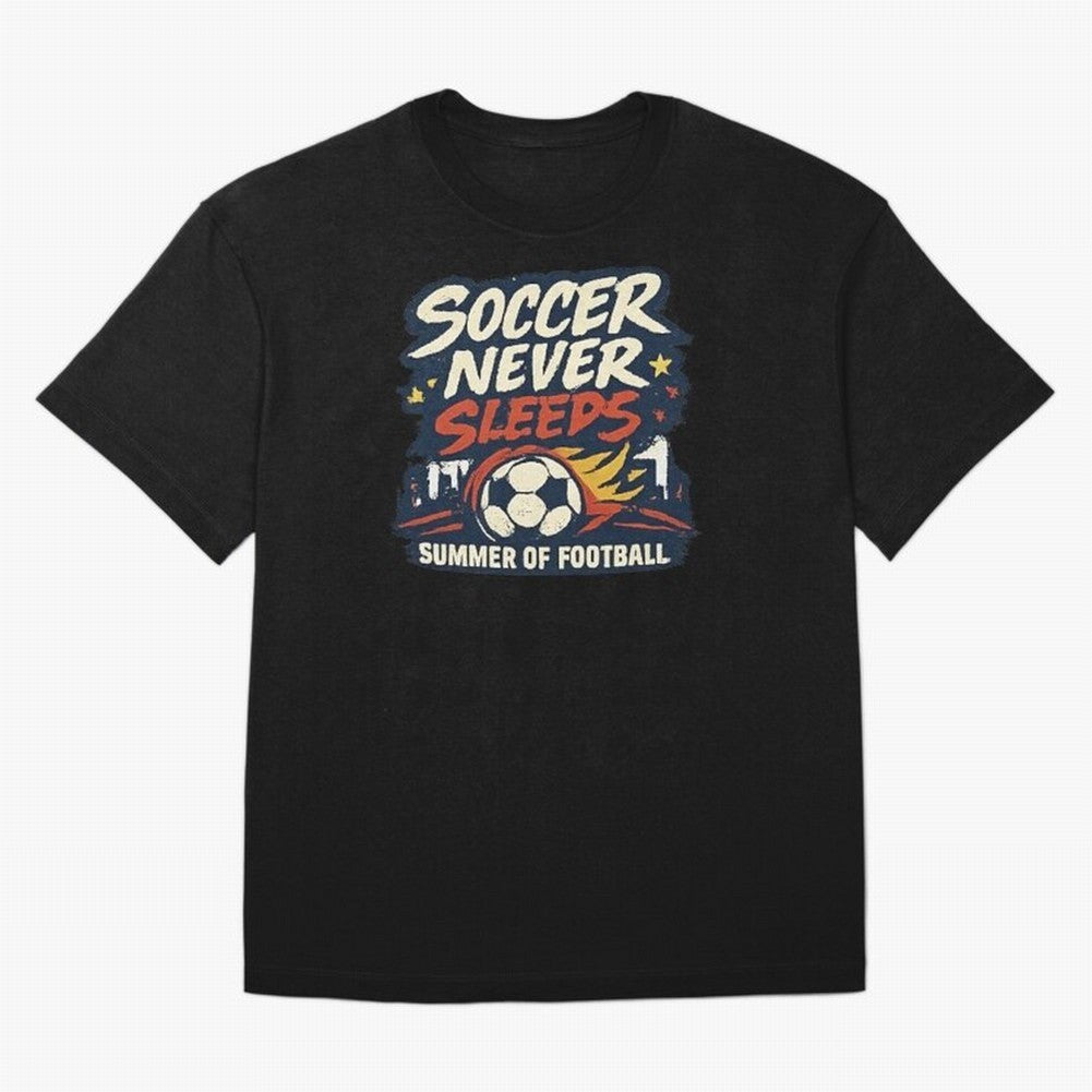 Soccer Never Sleeps Summer of Football Vintage Soccer Fan Tee Classic T-Shirt Spotlight Match Day Hype around FIFA World Cup 2026, Haaland, Germany, Match Day Excitement, Supporter Culture, Golden Goals and Global Football Passion; Perfect for