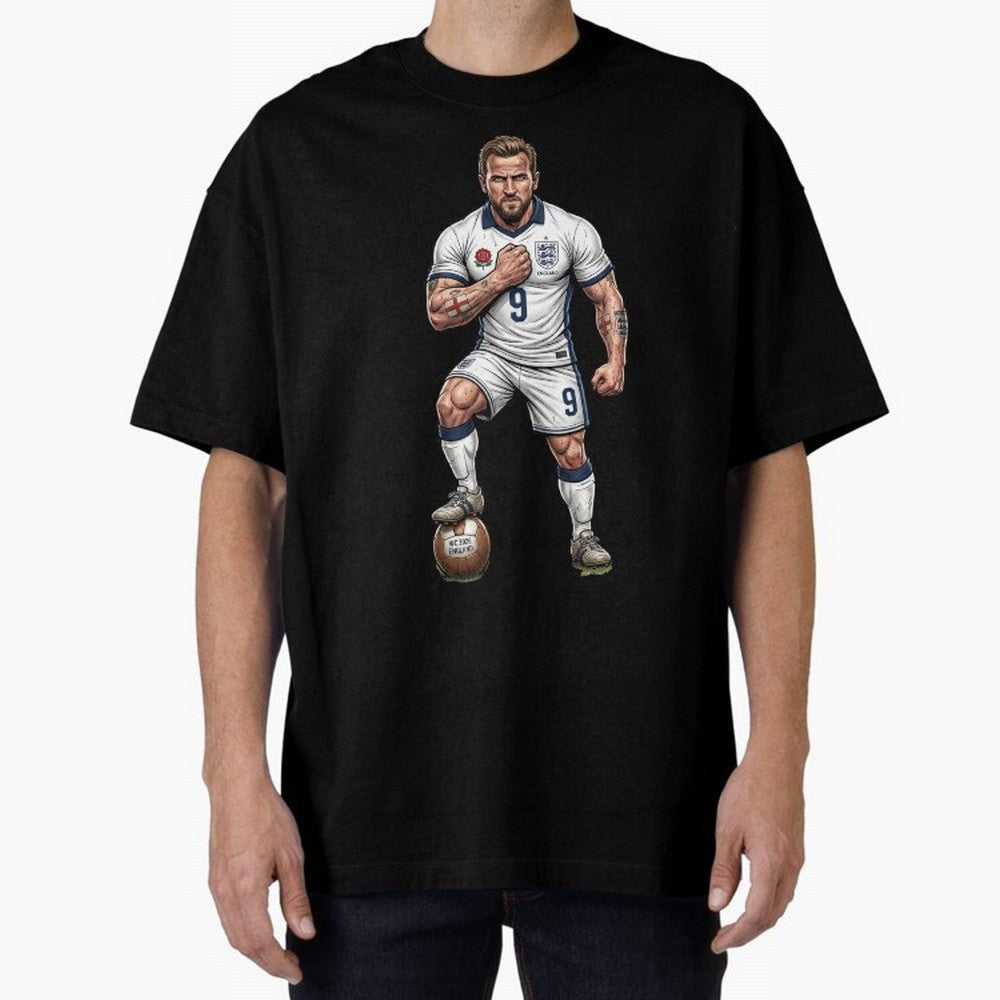 English Soccer Warrior Hyper-Realistic Poster Classic T-Shirt Join the Countdown to Global Football Passion for FIFA World Cup 2026 USA Canada Mexico, Highlighting Cristiano Ronaldo, Haaland and CR7, England and Germany, Worldwide Fan Energy,