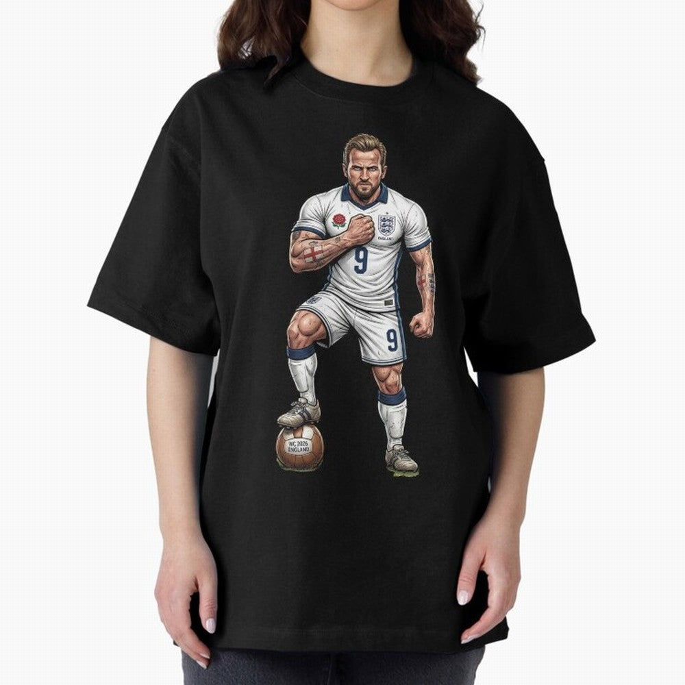 English Soccer Warrior Hyper-Realistic Poster Classic T-Shirt Join the Countdown to Global Football Passion for FIFA World Cup 2026 USA Canada Mexico, Highlighting Cristiano Ronaldo, Haaland and CR7, England and Germany, Worldwide Fan Energy,