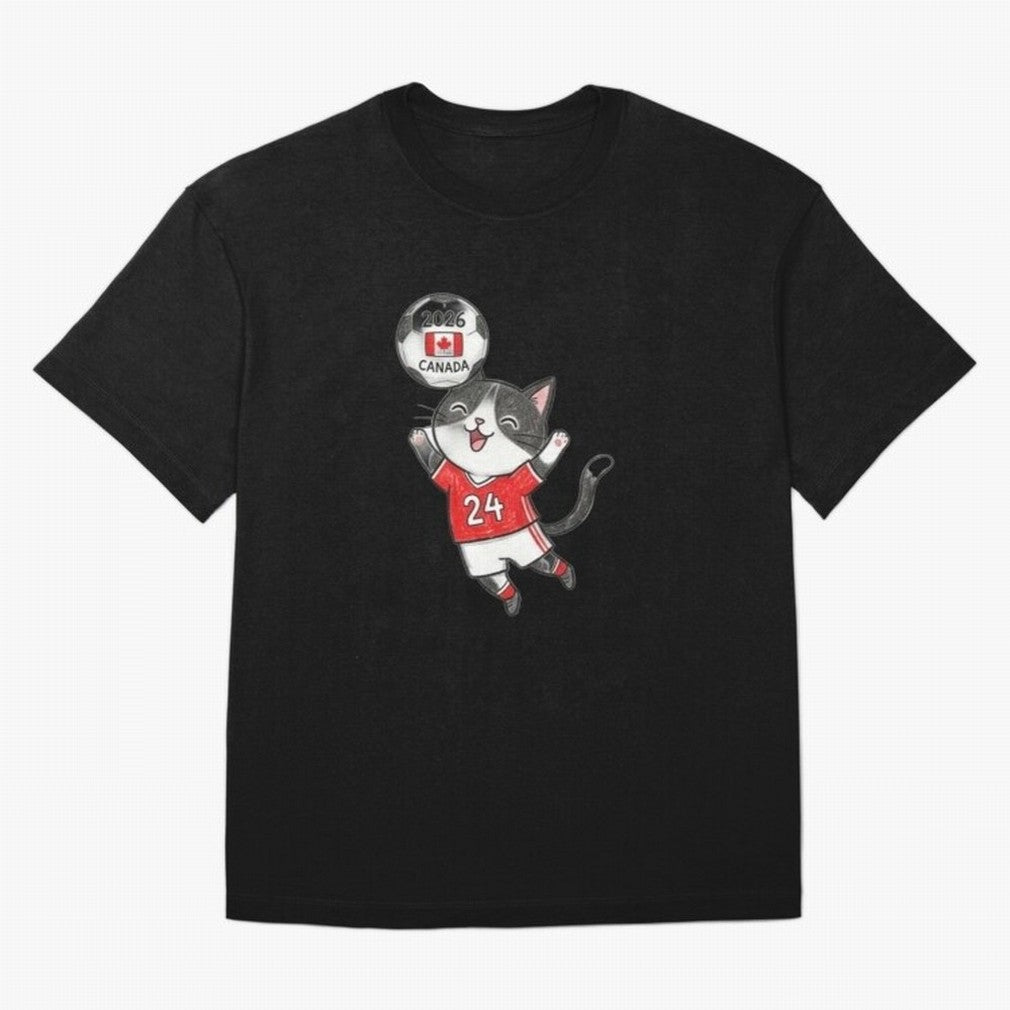 Canada Soccer Cat #24 - 2026 World Cup Celebration Classic T-Shirt Turn Up for Global Football Passion for FIFA World Cup 2026 Group Stage, Filled with Cristiano Ronaldo, Spain and Netherlands, Worldwide Fan Energy, Dramatic Goals, Stadium Lights