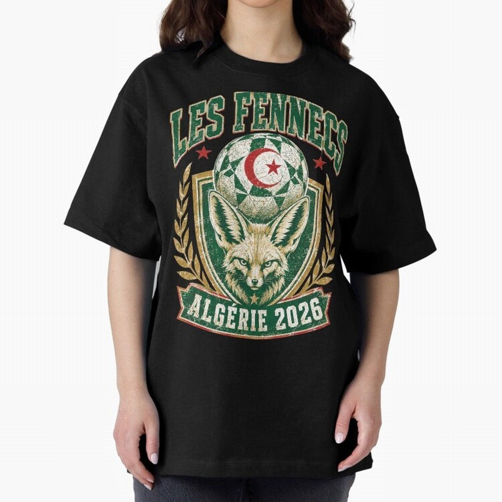 Les Fennecs Alg¨¦rie 2026 World Cup Soccer T-Shirt Classic T-Shirt Bring Global Tournament Vibes to Global Football Passion for FIFA World Cup 2026, Inspired by Messi and Cristiano Ronaldo, Argentina, France and Brazil, Classic Soccer Heritage,