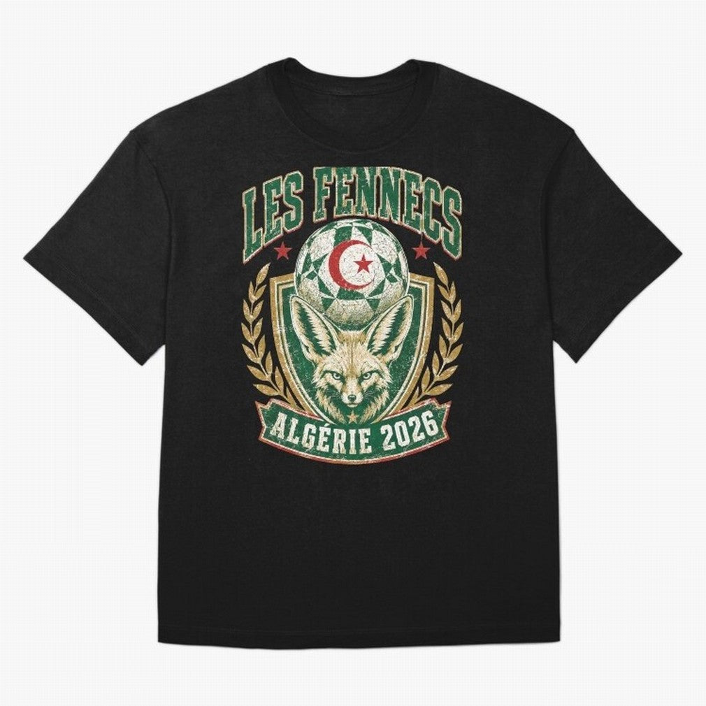 Les Fennecs Alg¨¦rie 2026 World Cup Soccer T-Shirt Classic T-Shirt Bring Global Tournament Vibes to Global Football Passion for FIFA World Cup 2026, Inspired by Messi and Cristiano Ronaldo, Argentina, France and Brazil, Classic Soccer Heritage,