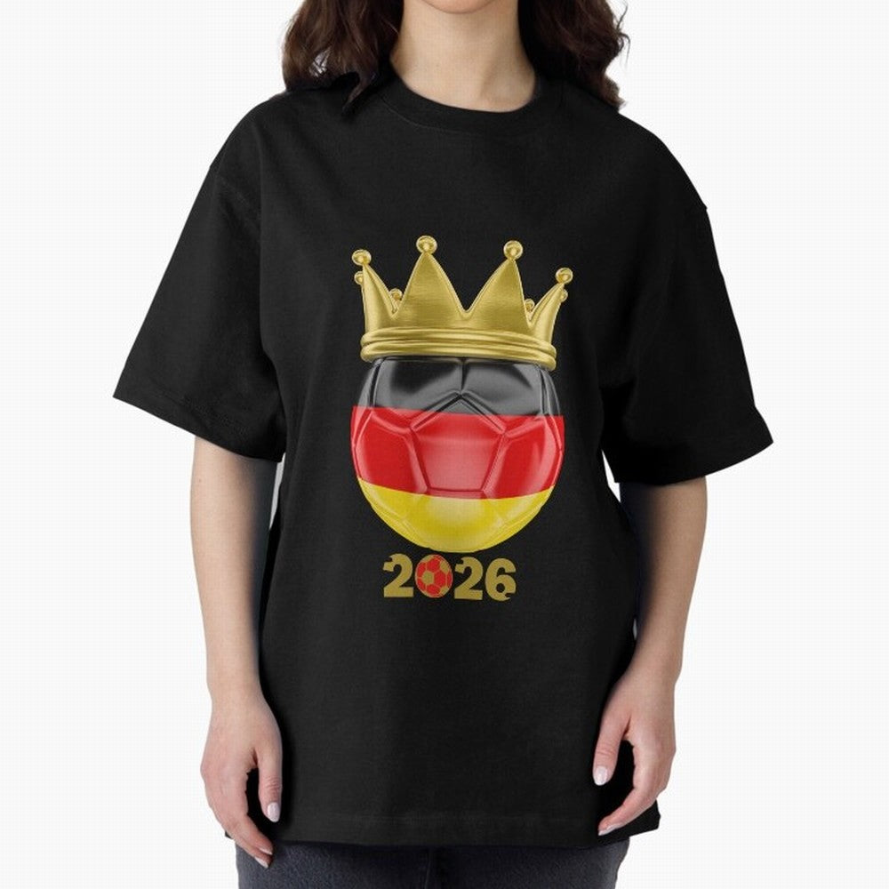 Germany Football Champion Crown 2026 Classic T-Shirt Represent the Passion of Global Football Passion for FIFA World Cup 2026 USA Canada Mexico, Inspired by Messi, Neymar and Mbappe, England and Germany, Championship Spirit, Famous Goals, Roaring
