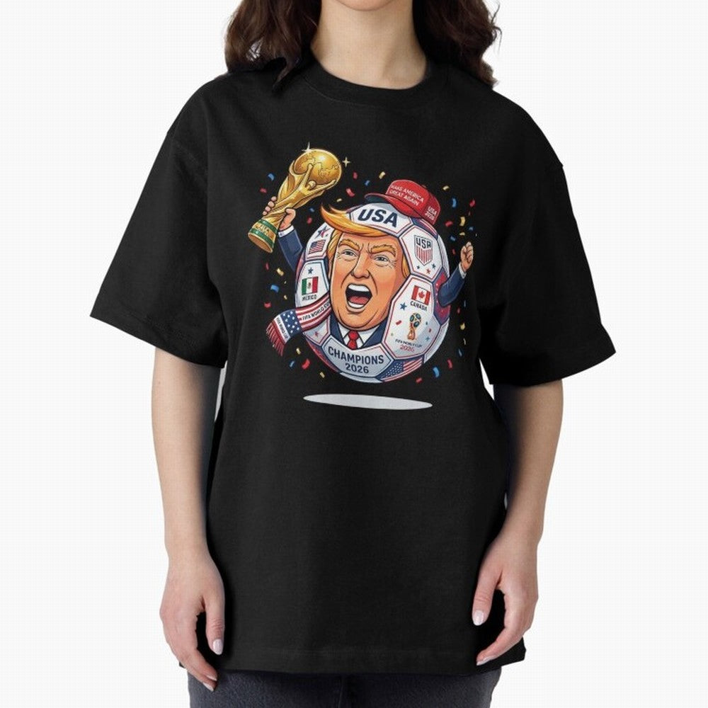 Donald Trump 2026 World Cup Soccer Champion Illustration Classic T-Shirt Enjoy Match Day Hype around FIFA World Cup 2026 USA Canada Mexico, Messi, CR7 and Mbappe, Brazil, Portugal and Argentina, Classic Soccer Heritage, Championship Pressure, Fan