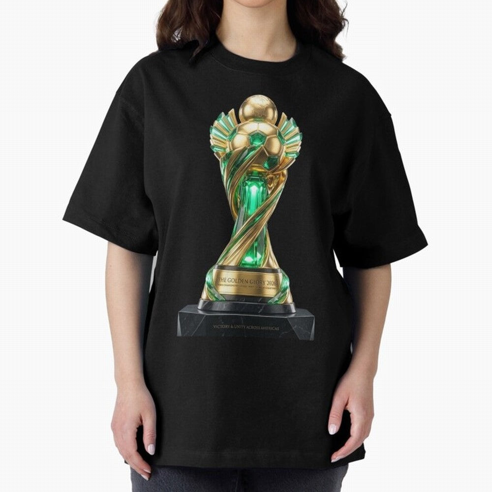 The Golden Glory 2026 - Futurist Soccer Trophy Classic T-Shirt Carry the Colors and Pride of FIFA World Cup 2026 USA Canada Mexico for Fans of Mbappe and England and Germany, Bringing Football Passion, Legendary Performances, Festival Vibes and