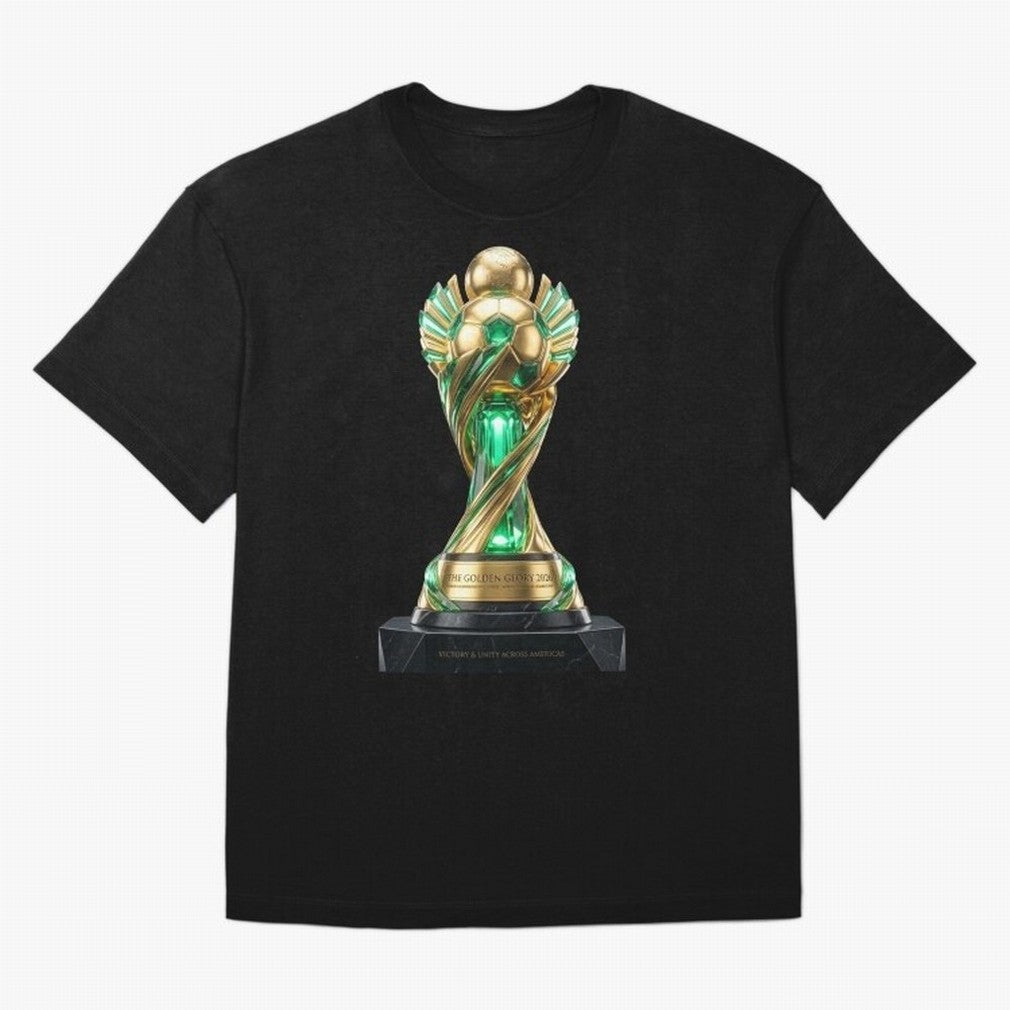 The Golden Glory 2026 - Futurist Soccer Trophy Classic T-Shirt Carry the Colors and Pride of FIFA World Cup 2026 USA Canada Mexico for Fans of Mbappe and England and Germany, Bringing Football Passion, Legendary Performances, Festival Vibes and