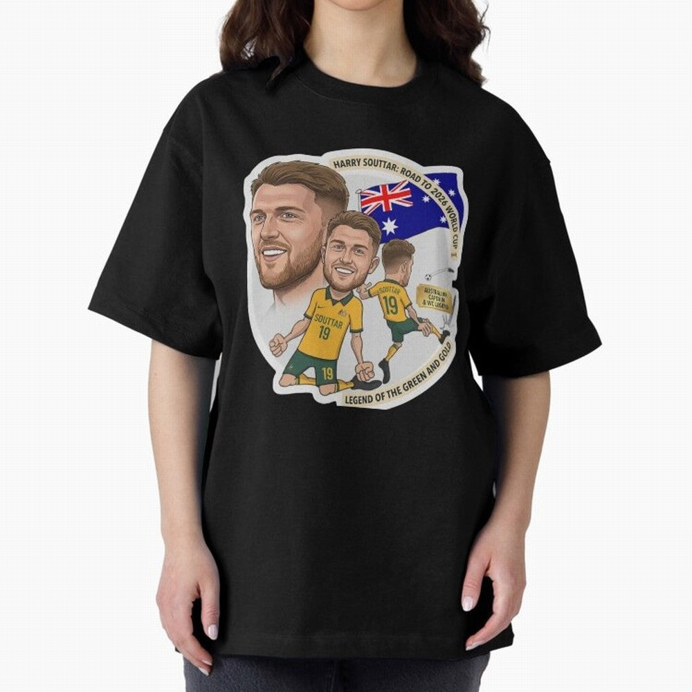 Harry Souttar Australia Football Legend Cartoon Illustration Classic T-Shirt Celebrate Fan Culture around the FIFA World Cup 2026 Group Stage Journey through Mbappe Highlights, England Pride, Football Festival Excitement, Trophy Ambitions, Country