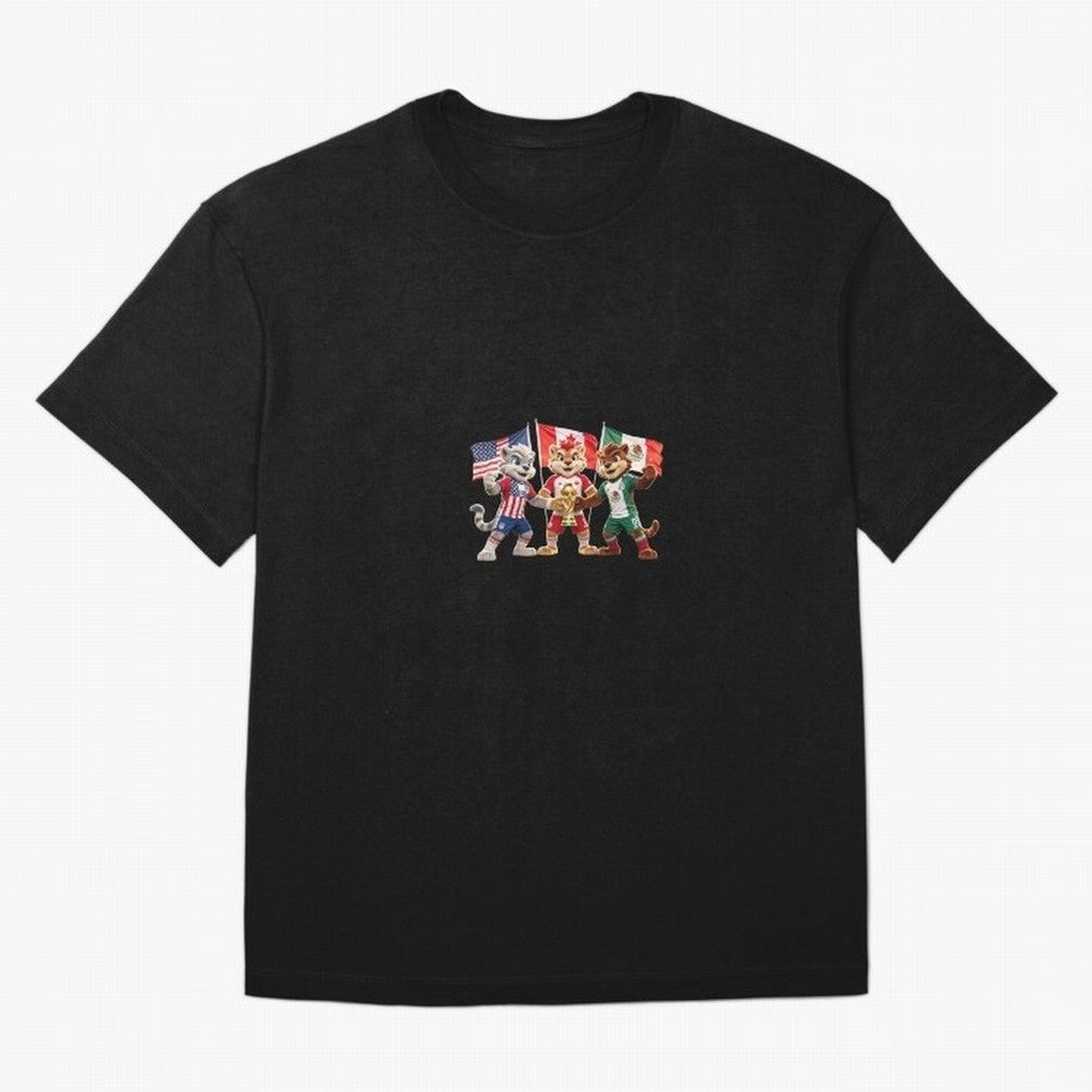 World Cup 2026 Host Nations Mascots - USA Canada Mexico Soccer Champions Classic T-Shirt Join the Global Buzz around FIFA World Cup 2026 USA Canada Mexico Driven by Haaland and Mbappe, England, France and Netherlands Energy, Worldwide Fan Energy,
