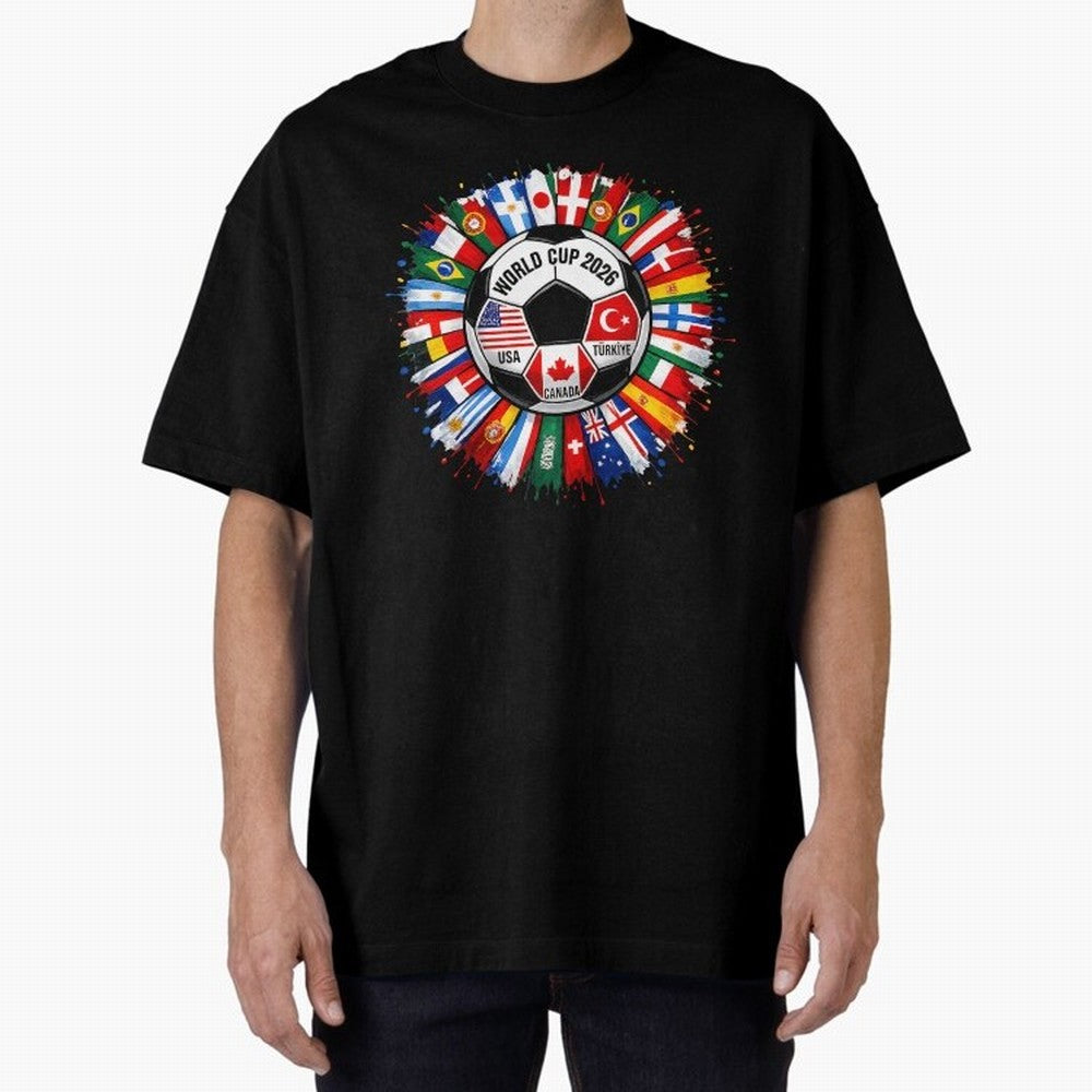 World Cup 2026 Shirt Soccer Tournament Fan Design International Flags Football Graphic Tee Sports Lover Gift Classic T-Shirt Support Iconic Players in FIFA World Cup 2026 Celebrating Messi and Cristiano Ronaldo, Argentina and Brazil Energy,