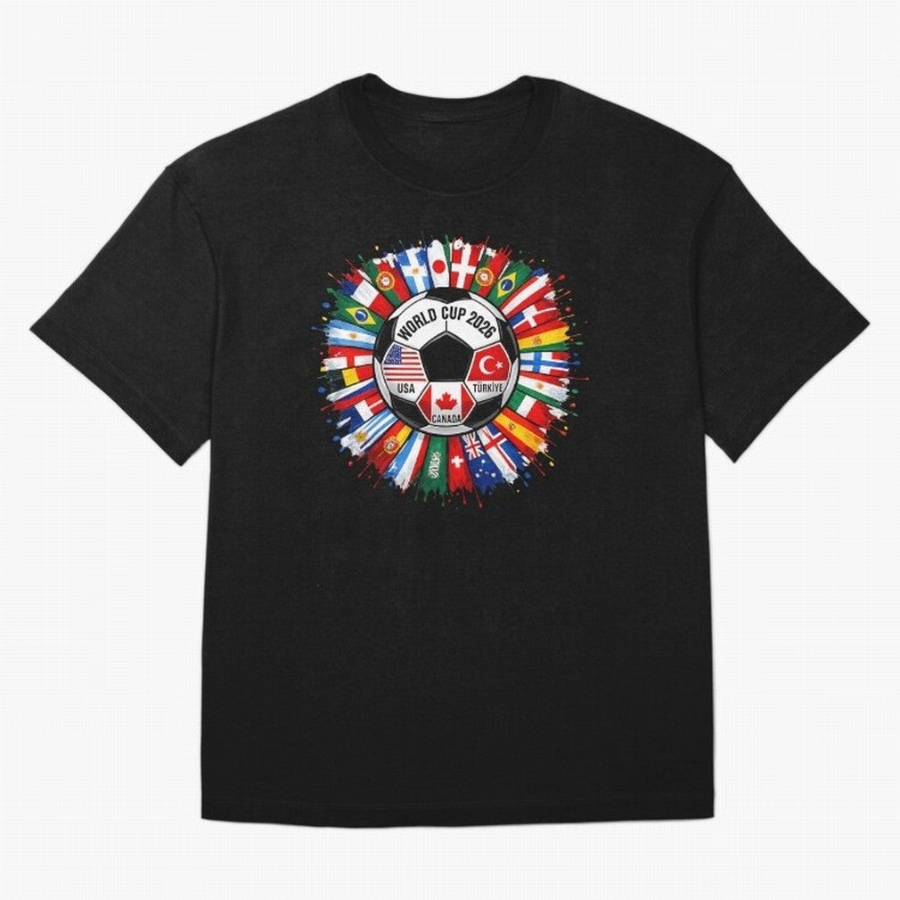 World Cup 2026 Shirt Soccer Tournament Fan Design International Flags Football Graphic Tee Sports Lover Gift Classic T-Shirt Support Iconic Players in FIFA World Cup 2026 Celebrating Messi and Cristiano Ronaldo, Argentina and Brazil Energy,