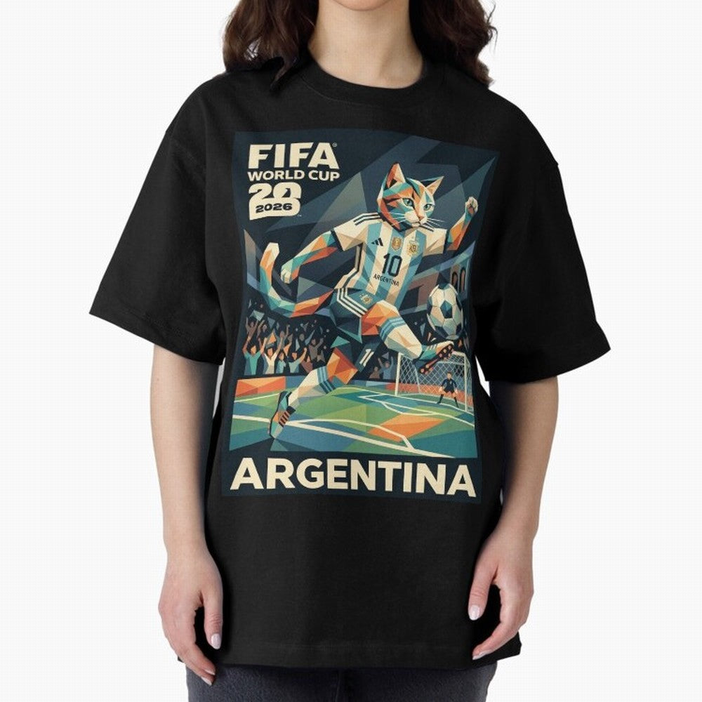 Argentina Cat World Cup 2026 ¨C Geometric Football Art Classic T-Shirt Join Supporters Worldwide for FIFA World Cup 2026 Group Stage Spirit, Driven by England, Mbappe, Tournament Hype, Historic Matchups, Family Viewing Parties and Global Sports