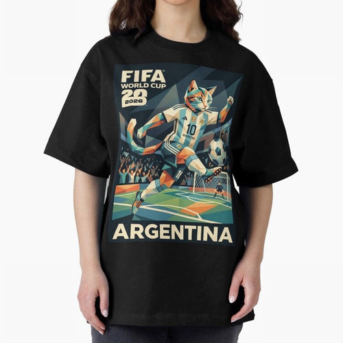 Argentina Cat World Cup 2026 ¨C Geometric Football Art Classic T-Shirt Join Supporters Worldwide for FIFA World Cup 2026 Group Stage Spirit, Driven by England, Mbappe, Tournament Hype, Historic Matchups, Family Viewing Parties and Global Sports