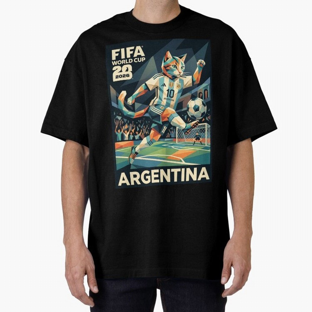Argentina Cat World Cup 2026 ¨C Geometric Football Art Classic T-Shirt Join Supporters Worldwide for FIFA World Cup 2026 Group Stage Spirit, Driven by England, Mbappe, Tournament Hype, Historic Matchups, Family Viewing Parties and Global Sports