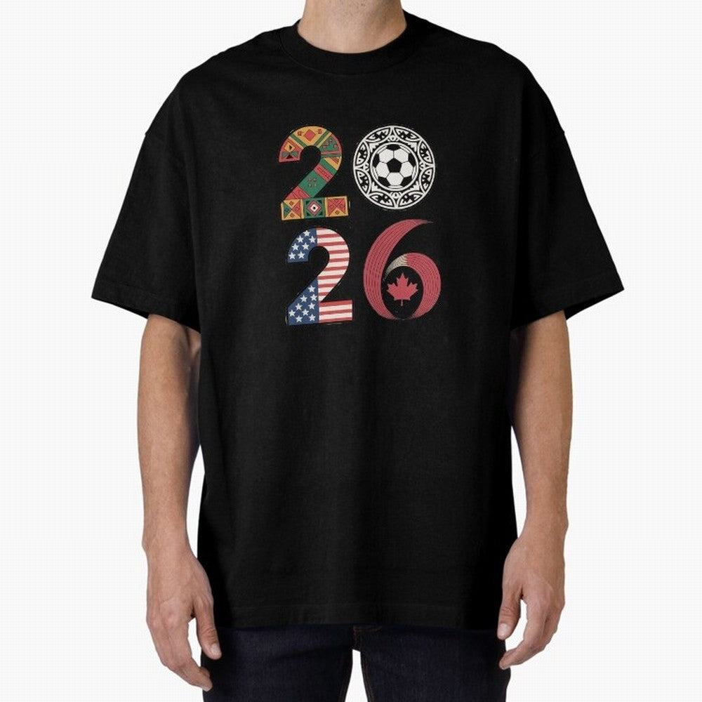 2026 Football Countries Design ¨C USA, Canada & Mexico Inspired Art Oversized T-Shirt Bring World Football Passion into FIFA World Cup 2026 Group Stage Filled with Haaland and Mbappe, Argentina and Brazil Energy, Worldwide Fan Energy, Dramatic