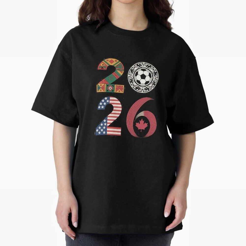 2026 Football Countries Design ¨C USA, Canada & Mexico Inspired Art Oversized T-Shirt Bring World Football Passion into FIFA World Cup 2026 Group Stage Filled with Haaland and Mbappe, Argentina and Brazil Energy, Worldwide Fan Energy, Dramatic