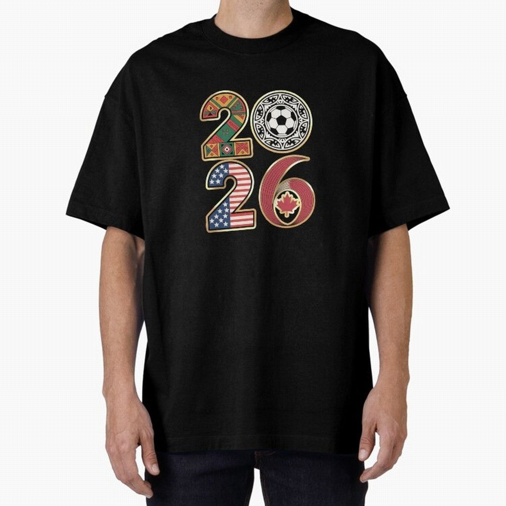 2026 Football Countries Design ¨C USA, Canada & Mexico Inspired Art Oversized T-Shirt Show Championship Spirit for FIFA World Cup 2026 Group Stage Spirit, Capturing England, France and Netherlands, Neymar, Stadium Chants, National Pride, Trophy
