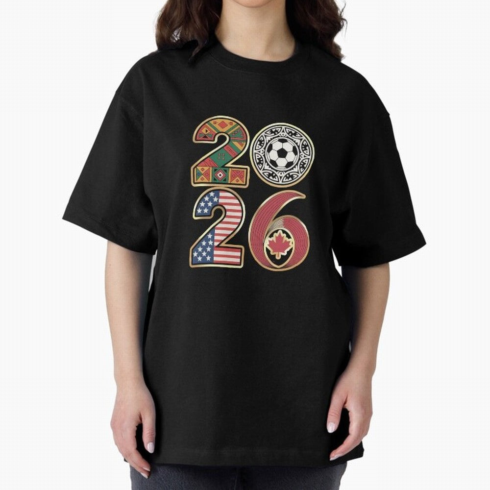 2026 Football Countries Design ¨C USA, Canada & Mexico Inspired Art Oversized T-Shirt Show Championship Spirit for FIFA World Cup 2026 Group Stage Spirit, Capturing England, France and Netherlands, Neymar, Stadium Chants, National Pride, Trophy