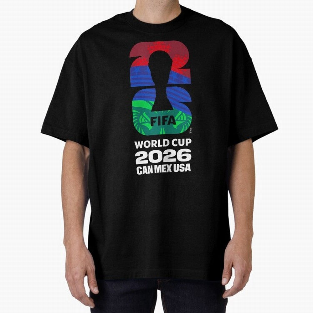 World Cup26 Host Country Logo Flags Oversized T-Shirt Show Your Love for FIFA World Cup 2026 Group Stage Driven by CR7 and Messi, England Energy, Stadium Chants, National Pride, Trophy Dreams and Unforgettable Football Memories; Built for