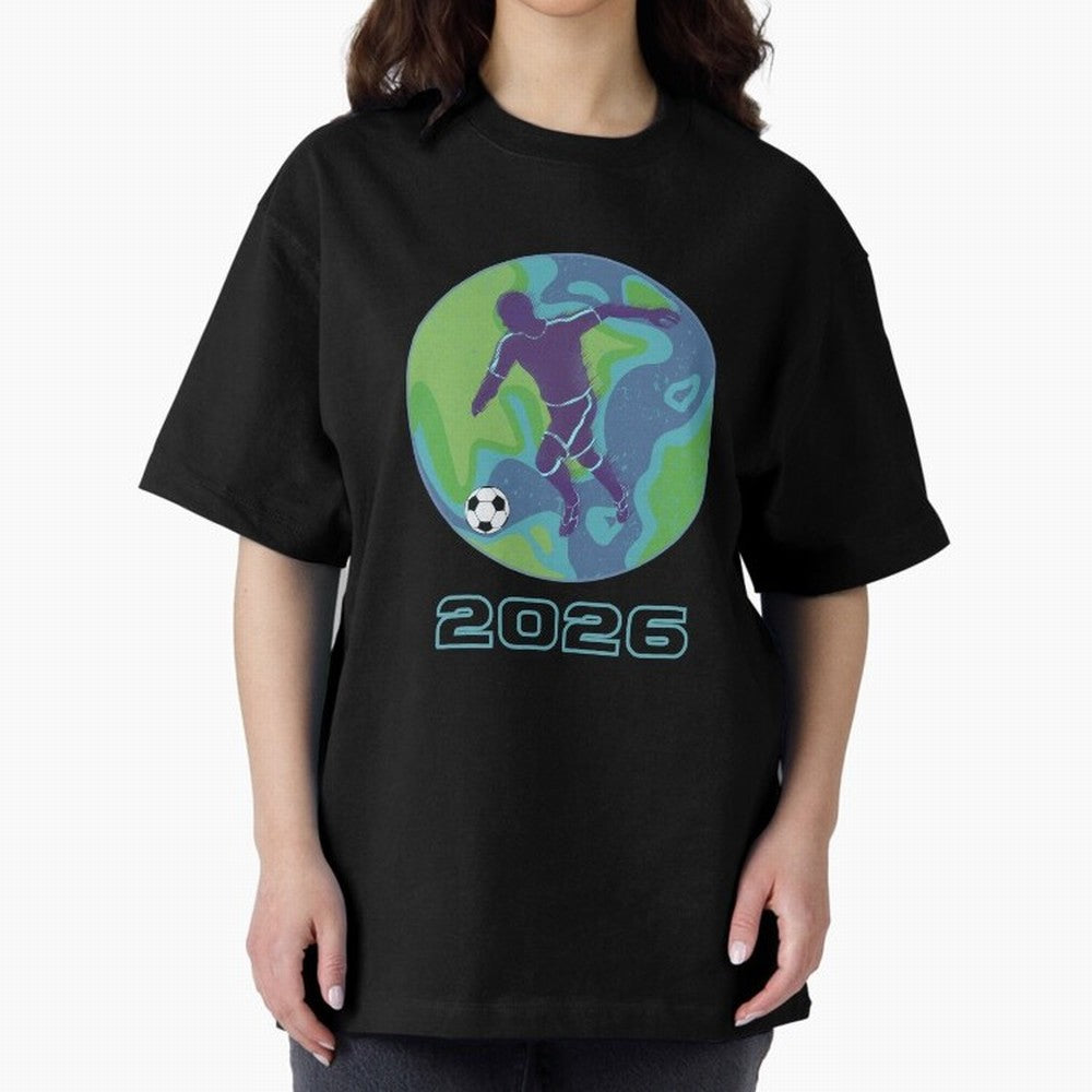 Soccer world 2026 Oversized T-Shirt Honor the Football Icons of FIFA World Cup 2026 Group Stage for Fans of CR7 and Messi and Spain, Bringing Global Supporter Spirit, Legendary Goals, National Colors and Tournament Celebration; Ideal for Passionate