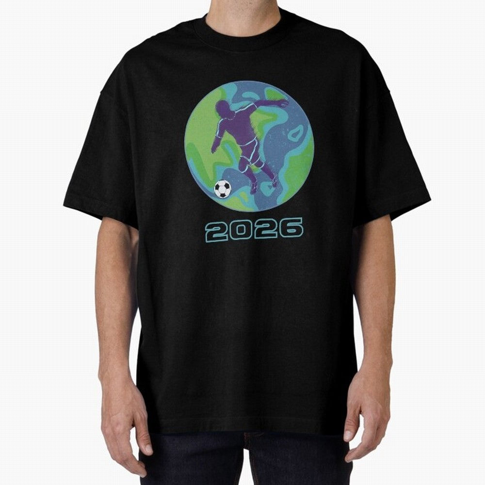 Soccer world 2026 Oversized T-Shirt Honor the Football Icons of FIFA World Cup 2026 Group Stage for Fans of CR7 and Messi and Spain, Bringing Global Supporter Spirit, Legendary Goals, National Colors and Tournament Celebration; Ideal for Passionate