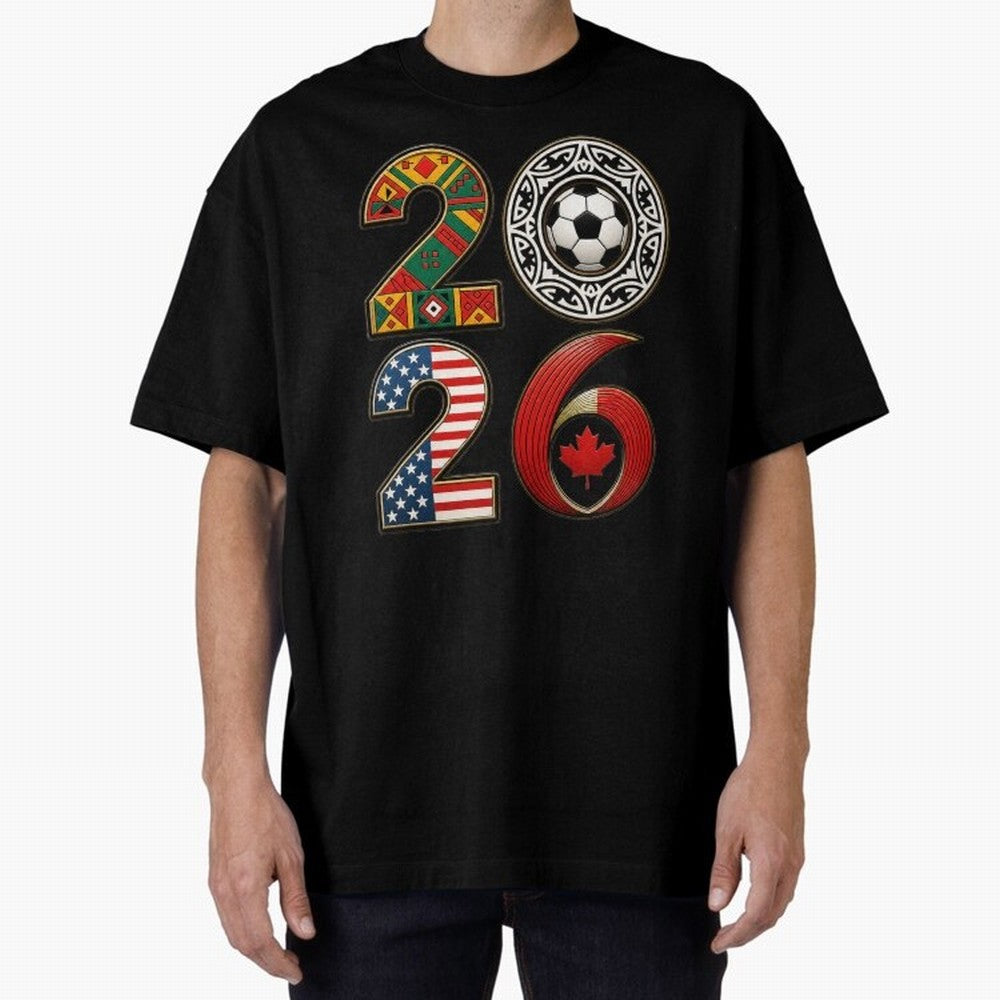 United 2026 Soccer Fan - North America Host Countries Oversized T-Shirt Experience the Global Stage of FIFA World Cup 2026 Group Stage Spirit, Featuring Germany, Mbappe and Neymar, Champion Mindset, Group Stage Buzz, Knockout Tension and Passionate
