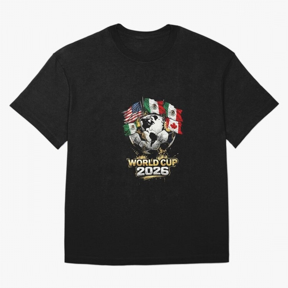 Fifa 2026 World Cup Flags Football Graphic Tee Oversized T-Shirt Elevate FIFA World Cup 2026 USA Canada Mexico Spirit, Highlighting Brazil, Portugal and Argentina, Cristiano Ronaldo, Supporter Pride, Iconic Celebrations, Legendary Names and Global