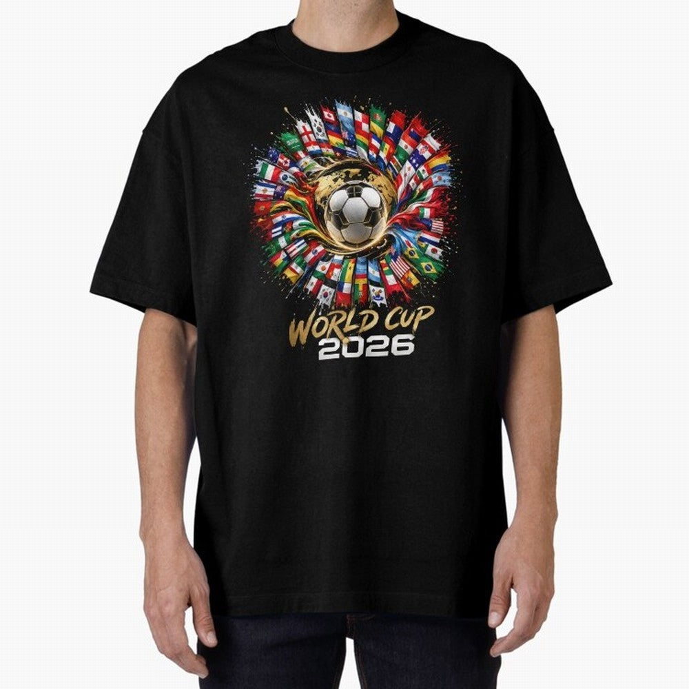 World Cup 2026 Flag Fusion Football T-Shirt Oversized T-Shirt Feel Global Football Passion for FIFA World Cup 2026, Driven by Haaland, Brazil, Football Passion, Legendary Performances, Festival Vibes and Supporter Community; Ideal for Football