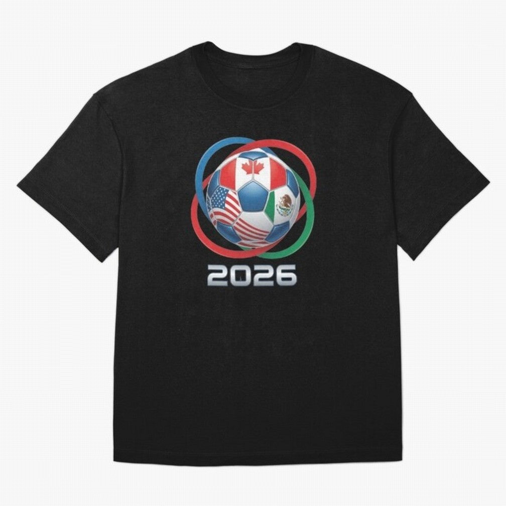 3D Realistic World Cup 2026 Soccer Ball with Rings Oversized T-Shirt Celebrate Classic Football Spirit in FIFA World Cup 2026 USA Canada Mexico for Fans of CR7 and Messi and England, France and Netherlands, Bringing Stadium Chants, National Pride,