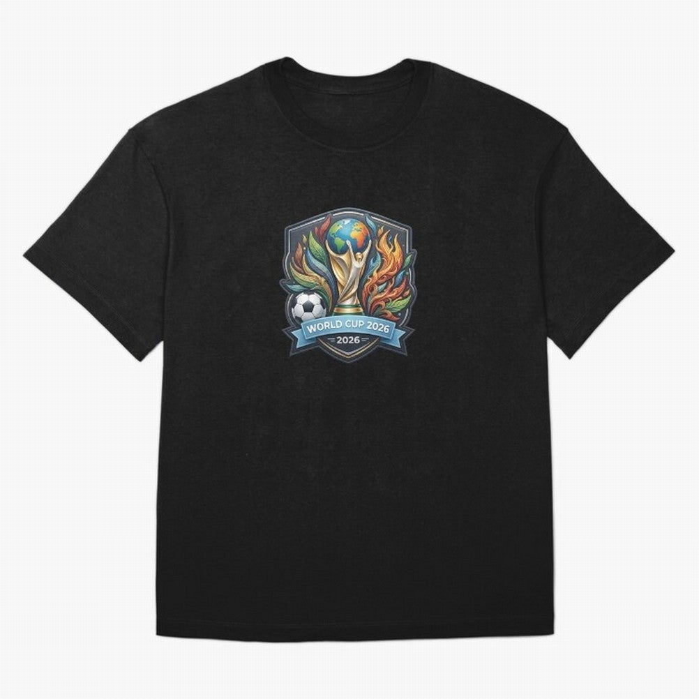 World Cup 2026 Football Crest - Retro Vintage Sticker Oversized T-Shirt Represent FIFA World Cup 2026 Group Stage Featuring Cristiano Ronaldo, Argentina and Brazil Energy, Champion Mindset, Group Stage Buzz, Knockout Tension and Passionate Fan